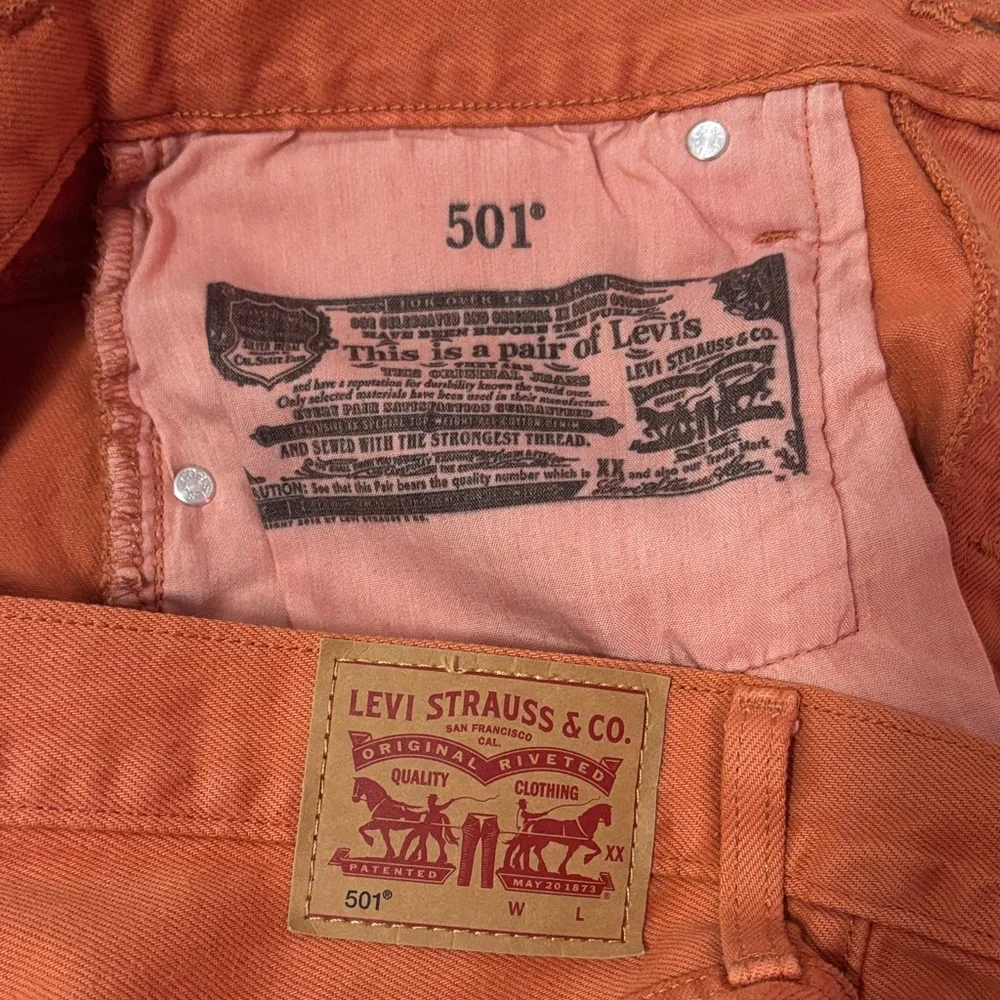Levi's Orange Jean Shorts - Picture 2 of 4